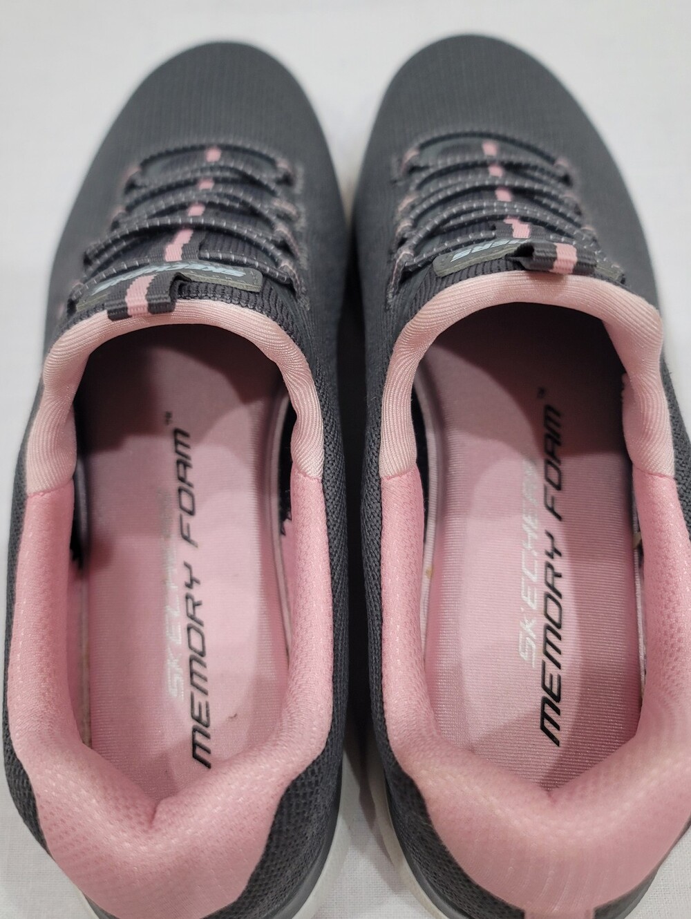 Skechers Women’s Charcoal Gray & Light Pink Slip-On Sport Sneakers - Picture 3 of 5
